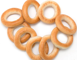 biscuits with holes on a white background