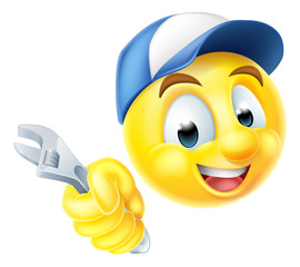 Plumber Mechanic Emoticon Emoji with Spanner