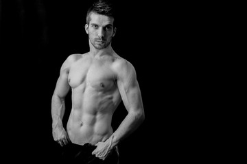 Naklejka premium Handsome man in black and white 