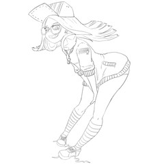 Sports Girl - Outline - Character Design