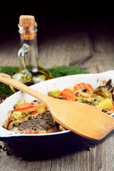 Baked seabass fish