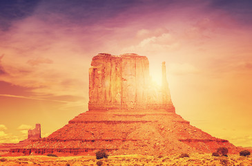 Beautiful sunset over Monument Valley, USA.