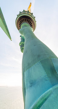 Statue of Liberty arm and flame, wide angle view