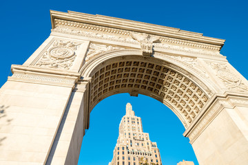 Arch and buildings of Washington Square Park, New York City