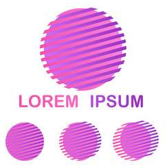Pink and purple striped circle company symbol design set