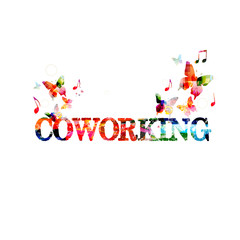Obraz premium Colorful coworking inscription