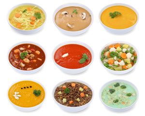 Collage Suppe Suppen Tomatensuppe Gemüse Gemüsesuppe in Suppen
