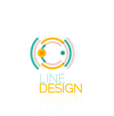 Vector swirl and circles outline minimal abstract geometric logo