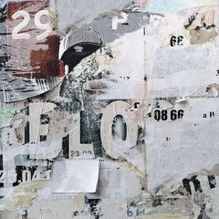 Old Billboard With Torn  Paper Posters Texture  Or Vertical Back