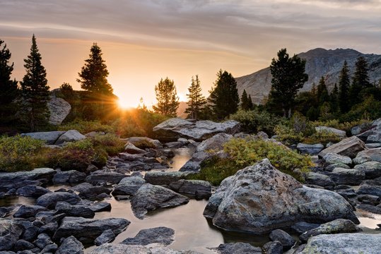 Sunrise from Hooker Creek, Wyoming, America, USA