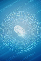 Security system concept with fingerprint Letter P sign