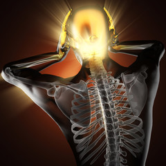 human with headache radiography scan