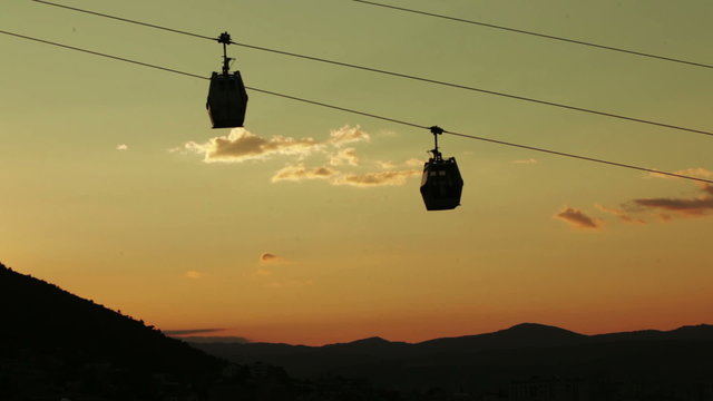 Funicular at sunset