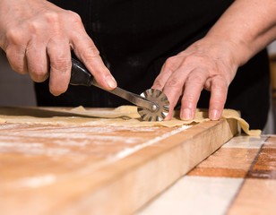 Woman making homemade pasta