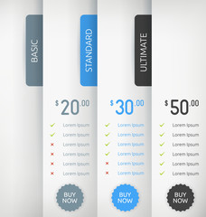 Paper Pricing Tables Vector Template Design