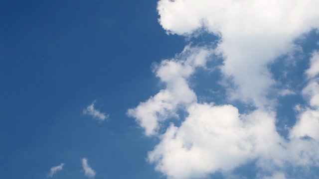 Time-lapse of fluffy white clouds in blue sky