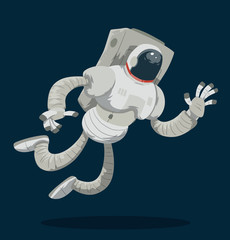 Vector Astronaut in a spacesuit. Cartoon image of an astronaut in a white spacesuit on a dark blue background.