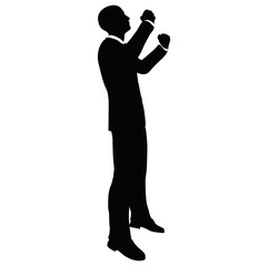 businessman silhouette in gorilla pose
