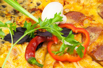 Delicious pizza in a restaurant