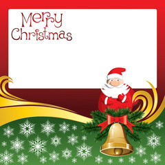 Fototapeta na wymiar Vector Christmas Card with Bells and Santa Claus