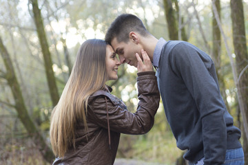 Fototapeta premium Teen couple at autumn park