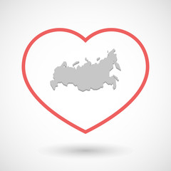 Line hearth icon with  a map of Russia