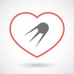 Line hearth icon with a vintage satellite