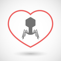 Line hearth icon with a virus