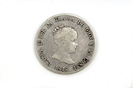 Isabel II 4 reales, silver , Spain