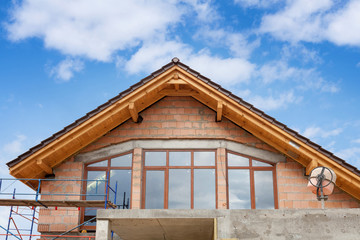 View on the second floor. New residental house under construction