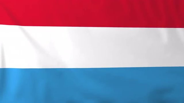 Flag of Luxembourg, slow motion waving. Rendered using official design and colors. Highly detailed fabric texture. Seamless loop in full 4K resolution. ProRes 422 codec.