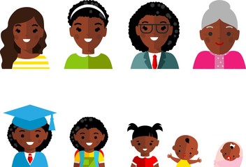 All avatar age group of african american woman. 