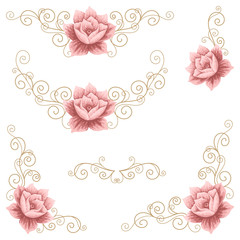 Set of floral design elements