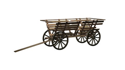 Fototapeta na wymiar Ancient wooden wagon - isolated on white background