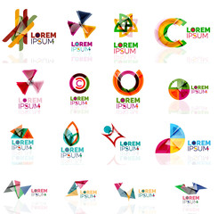 Geometric shapes company logo set, paper origami style