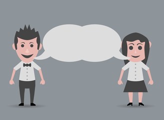 adult couple talking dolls