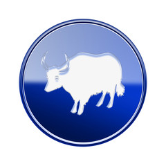  Ox Zodiac icon blue, isolated on white background.