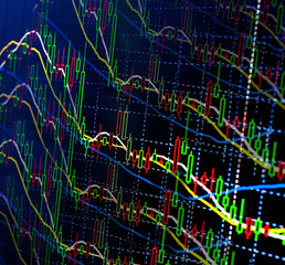 Stock finance business diagram on the screen