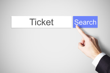 finger pushing blue browser search button ticket