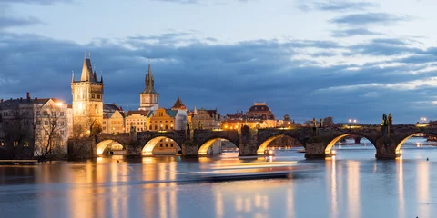 Deurstickers Charles Bridge in Prague at Night © tichr