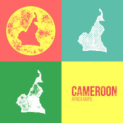 Fototapeta na wymiar Cameroon Grunge Retro Maps - Africa