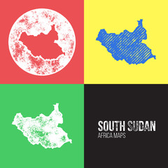 South Sudan Grunge Retro Maps - Africa