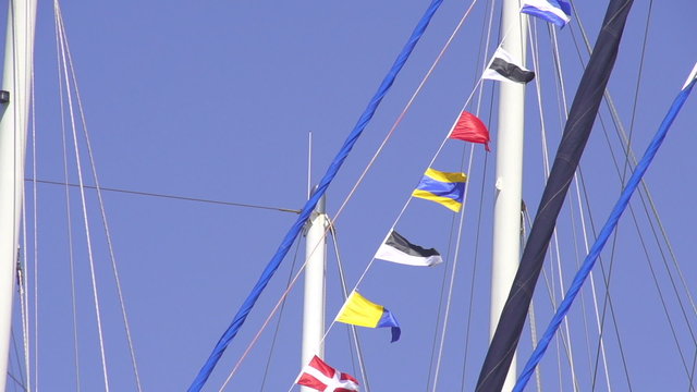 Multinational Flags on the sailing boat