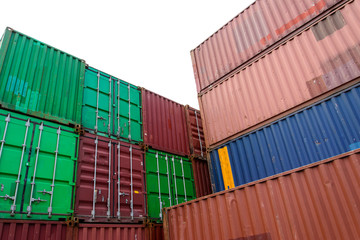 Fototapeta premium Containers in the port on white background