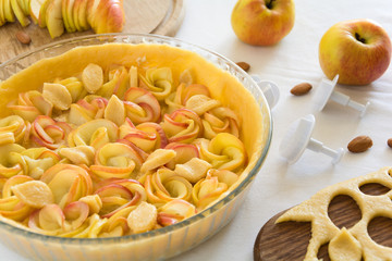 Homemade apple rose tart 