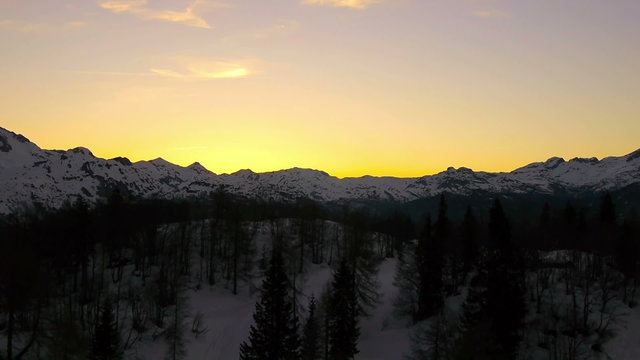Winter sunset at mountains