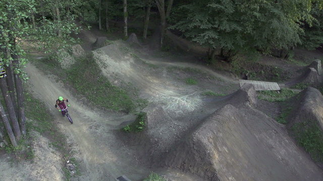 AERIAL SLOW MOTION: Biker backflip
