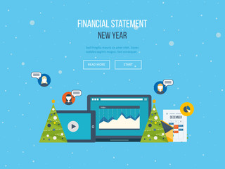 The financial report.  Merry Christmas greeting card design. 