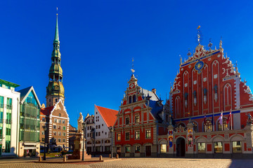 City Hall Square in the Old Town of Riga, Latvia
