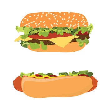Hotdog and burger